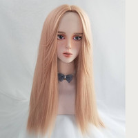 美立方假发旗舰店 JK制服 整顶头套式中分长假发 金色