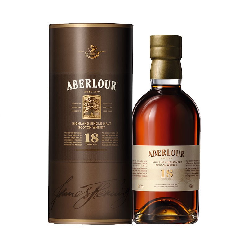 Aberlour 亚伯乐 高地 单一麦芽 苏格兰 威士忌 18年 陈酿 500ml春节年货 送礼佳选