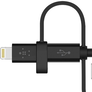 belkin 贝尔金 F8J050bt04-BLK MFi认证 Type-C/Lightning/Micro-B  数据线 PVC 1.2米 黑色