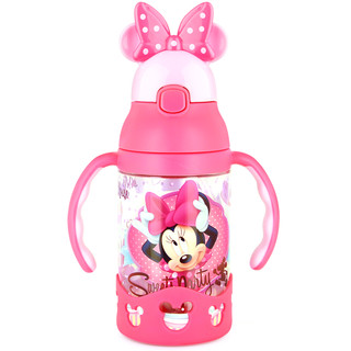 Disney 迪士尼 学饮杯儿童水杯吸管杯子 防漏带手柄水壶 GX-64粉色米妮430ML