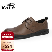 VOLO 犀牛（VOLO）男鞋商务休闲鞋男士皮鞋大头鞋 棕色225210031D 41