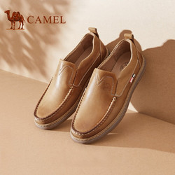 CAMEL 骆驼 日常休闲男士牛皮耐磨舒适工装套脚鞋 A132050150 土黄 41