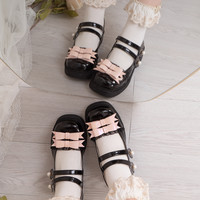 久久洛丽塔Lolita原创 方糖小姐 中跟浅口单鞋 漆皮黑