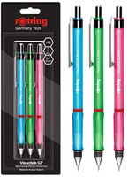 rOtring 红环 Visuclick 机械铅笔 | 0.7 毫米 | 2B 铅 | 粉红色、橙色和蓝色 | 3 计数
