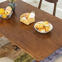 YUANYOU 元优 餐桌椅 胡桃色桌长1.3米+四把椅子
