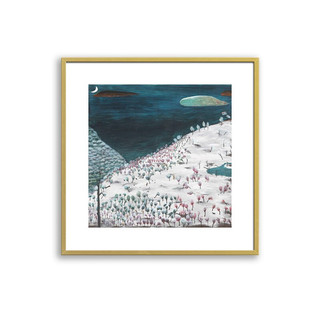 买买艺术 韩修智《早来的雪》50x50cm 版画纸 金色铝合金框