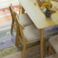 YUANYOU 元优 餐桌椅 原木色桌长1.3米+四把椅子
