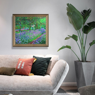 雅昌 Claude Monet 克劳德·莫奈《吉威尔尼花园》65x72cm 油画布 典雅栗木制框
