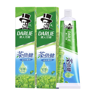 DARLIE 好来 原黑人牙膏茶倍健超白小苏打清新口气牙渍烟渍改善黄牙含氟 茶薄荷140g*2