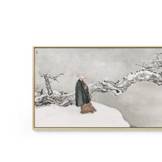 仟象映画 成军《卧雪侧耳听云霄》120x40cm 油画布 浅木色实木框