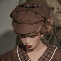 AsleepTownlet 暮眠小镇 Lolita洛丽塔 贝克街的兔小姐 复古贝雷帽 棕色