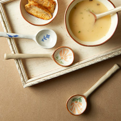 INMIND HOUSE IMhouse小汤勺家用创意粗陶手绘陶瓷餐具调羹饭勺子甜品勺喝粥勺