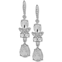 GIVENCHY 纪梵希 Silver-Tone Crystal Double Drop Earrings