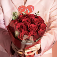 FlowerPlus 花加  情人节主题鲜花玫瑰鲜切花礼盒 12枝红玫瑰
