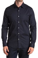 MICHAEL KORS Long Sleeve Stretch Dot Print Button Front Shirt