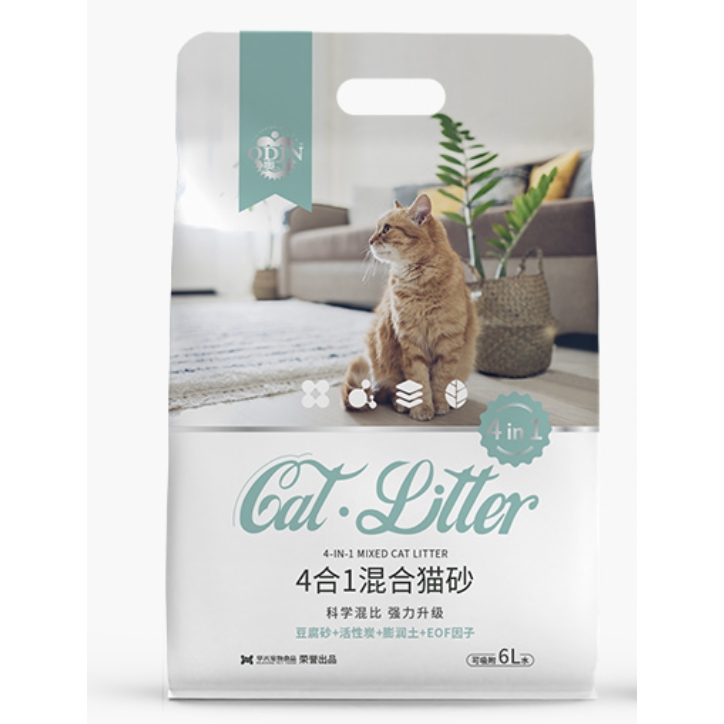 ODIN 奥丁 四合一混合豆腐猫砂20斤吸水结团低尘除臭猫咪用品2.5kg