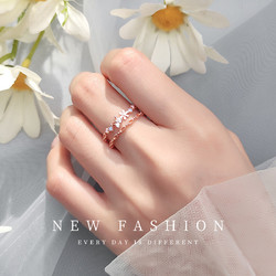 DTOTO 925银韩版双层镂空食指情侣戒指女指环时尚