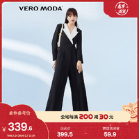 VERO MODA Vero Moda2021春夏新款薄垫肩垂坠感翻领连体裤|321144005 010黑 165/68A/M/R