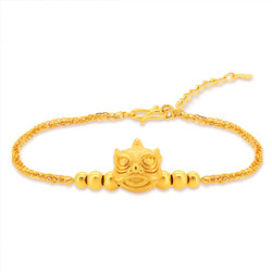 CHOW TAI SENG 周大生 新款黄金舞狮手链3D硬金足金醒狮手串礼物 貔貅手链（金重≥4g）