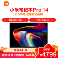 MI 小米 笔记本Pro 14 锐龙版 轻薄本(R5 5600H 16G 512G 120Hz 2.5K高色域屏流速屏)银