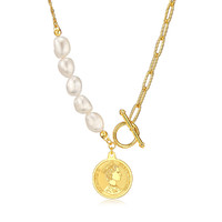潮宏基 辉煌 圆币珍珠银项链 XQS43700007