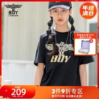 BOY LONDON boylondon童装黑色短袖T恤2021夏季时尚老鹰印花T恤