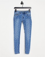 极度干燥 Superdry Cassie star print skinny jeans in blue