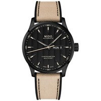 MIDO 美度 Men's Swiss Automatic Multifort Chronometer Beige Fabric & Black Silicone Strap Watch 42mm