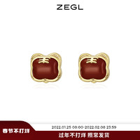 ZENGLIU 设计师虎年本命年礼物红色玛瑙老虎耳钉女过新年耳环银针耳饰