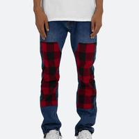 MNML D219 Plaid Denim - Blue/Black/Red男裤