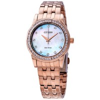 CITIZEN 西铁城 Citizen Silhouette Crystal White Mother of Pearl Dial Ladies Watch EM0773-54D