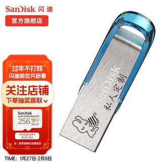 SanDisk 闪迪 U盘 USB 酷铄 黑银金属外壳高速读写加密保护车载 稳定兼容蓝色 定制款 USB3.0 64G