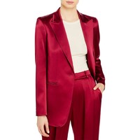 Lafayette 148 New York Womens Whitney Satin Suit Separate One-Button Blazer