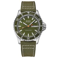 MIDO 美度 Men's Swiss Automatic Ocean Star Tribute Green Fabric Strap Watch 41mm