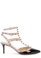 华伦天奴 Valentino Garavani Rockstud 65 black patent leather pumps