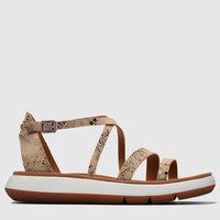 Clarks 其乐 Women's Jemsa Strap Leather Sandals - Taupe Snake