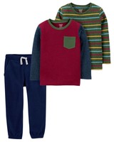 3-Pack Tees & Pant Outfit Set