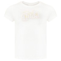 Chloé 蔻依 Pink Floral Namesake T Shirt White