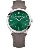 名士 Baume & Mercier Classima Green Dial Leather Strap Men's Watch 10607