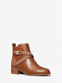 MICHAEL KORS Kincaid Leather and Studded Logo Ankle Boot
