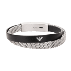 emporioarmani阿玛尼emporioarmani男士双手环个性黑色皮手环egs