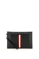 BALLY 巴利 Bally Logo Tape Striped Zipped Clutch Bag - Only One Size / Black