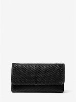 MICHAEL KORS Carole Hand-Woven Leather Foldover Clutch