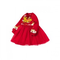 mini balabala 迷你巴拉巴拉 ZAOE111221382-00466 女童连衣裙 红色调 80cm