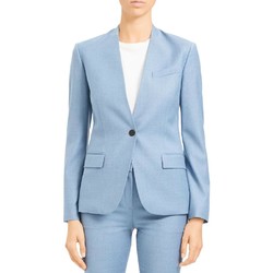 Theory Womens Staple Woven Tailored One-Button Blazer