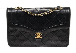 CHANEL 香奈儿 Chanel Black Leather Quilted Single Flap Chain Shoulder Bag