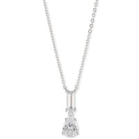 GIVENCHY 纪梵希 Silver-Tone Mixed Crystal Pendant Necklace, 16\