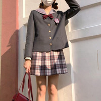 春日制服部 jk制服 小莓中 灰色西服+大小微章两枚
