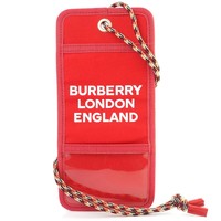BURBERRY 博柏利 Burberry Bright Military Red Logo Print Card Case Lanyard
