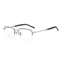 JingPro 镜邦 2046 黑银色纯钛眼镜框+1.60折射率 防雾防蓝光镜片